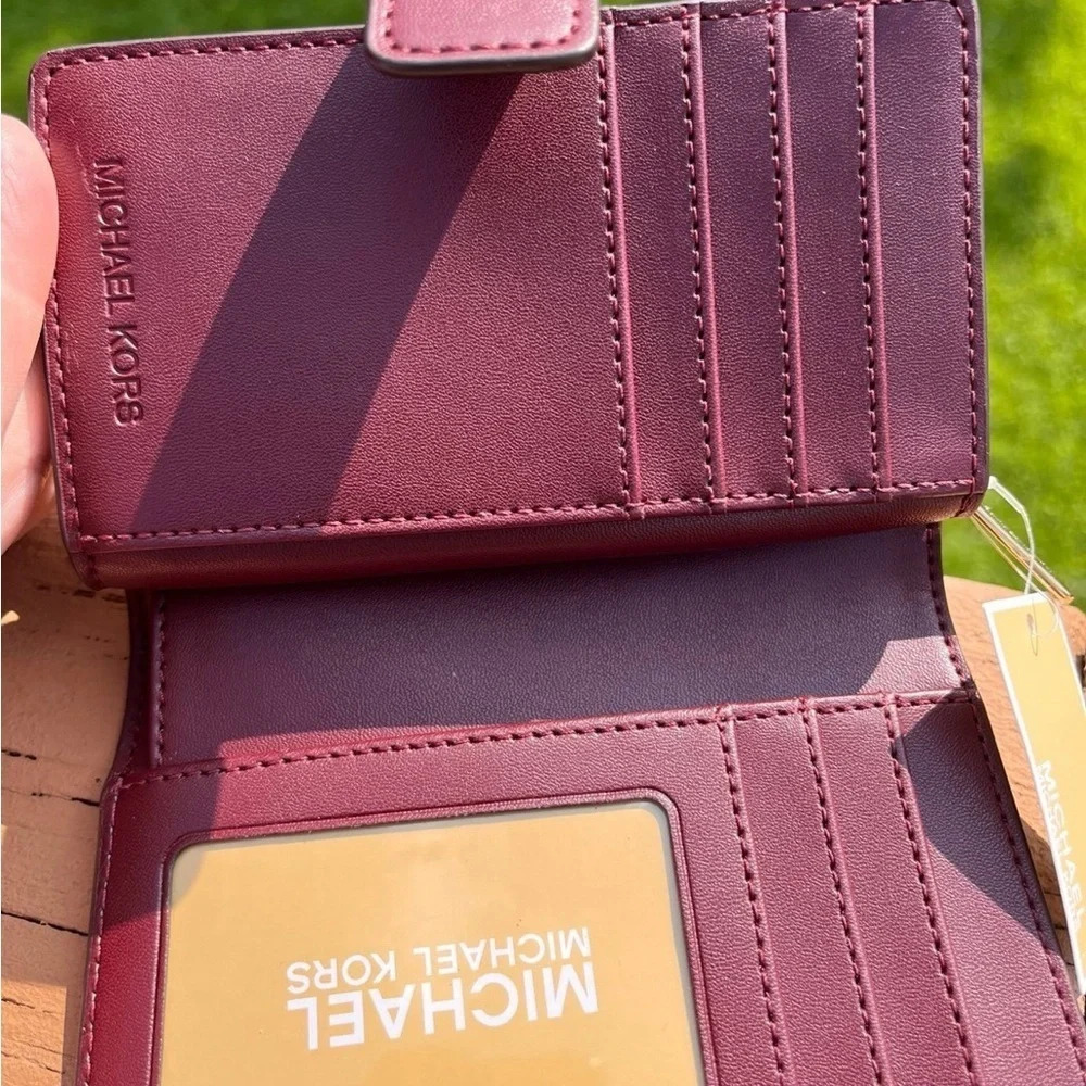 Michael Kors Oxblood MK Logo Crossbody Bag & Wallet Set Gold Hardware NWT - Picture 6 of 6